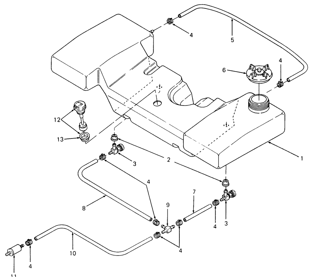 Fuel Tank Diagram and Parts List for 1861 821060-836000-140671100-142663100 Cub Cadet Lawn Tractor